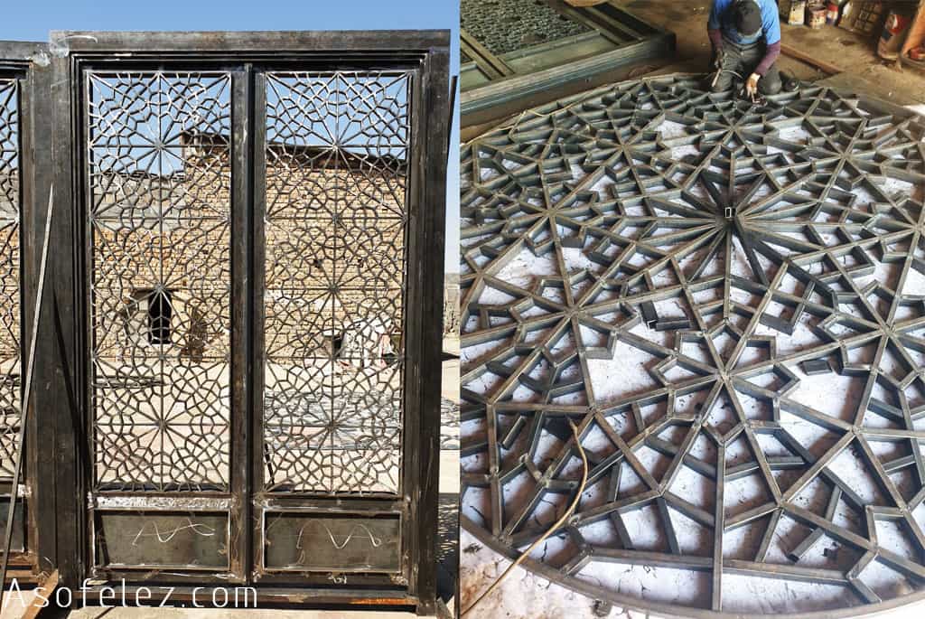 معرفی انواع طرح‌های هندسی گره چینی فلزی درب مسجدی آسوفلز asofelez.com