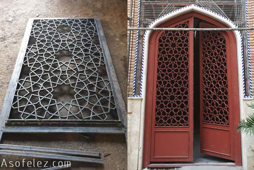 معرفی انواع طرح‌های هندسی گره چینی فلزی آسوفلز asofelez.com درب مسجدی