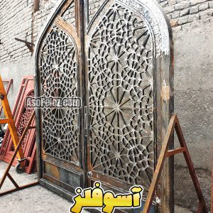 درب سنتی درب سنتی فلزی درب مسجدی آسوفلز درب گره دار گره چینی فلزی