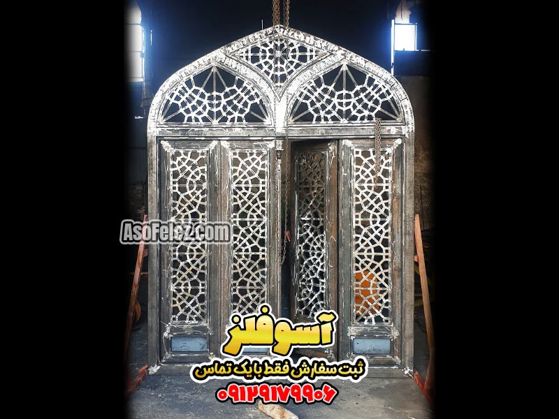 درب سنتی درب سنتی فلزی درب مسجدی آسوفلز درب گره دار گره چینی فلزی