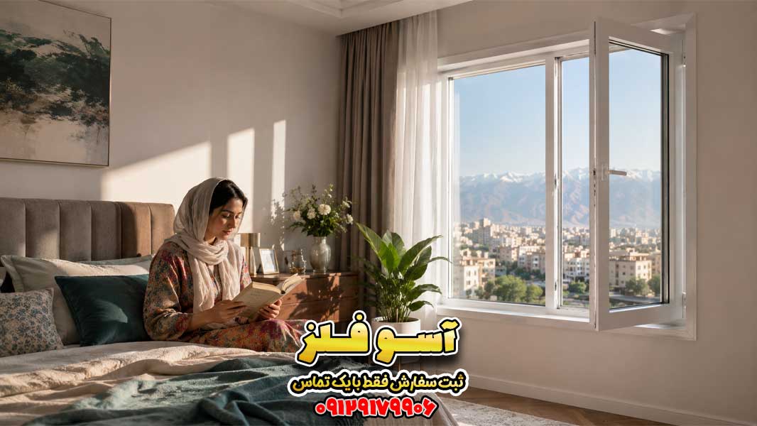 پنجره UPVC تکحالته در اتاق خواب