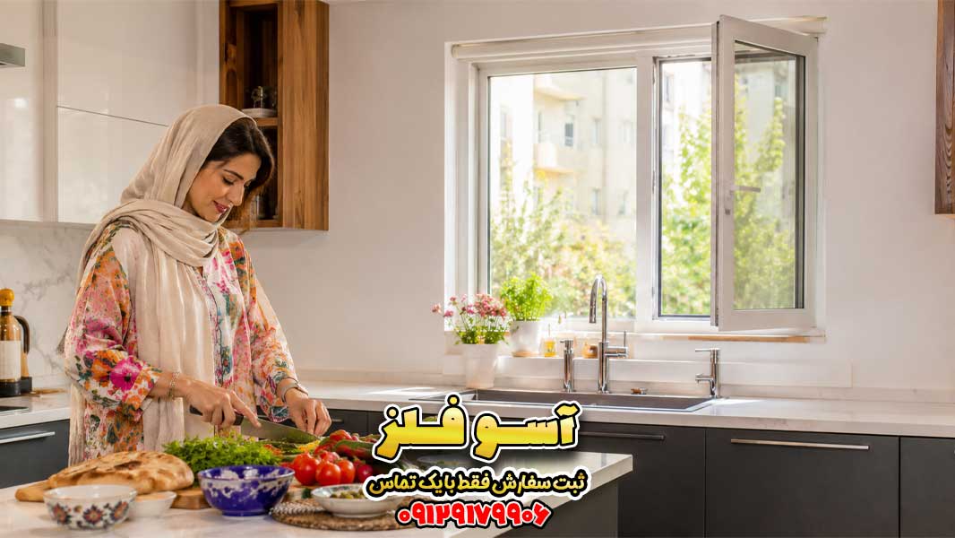 پنجره UPVC تکحالته آشپزخانه