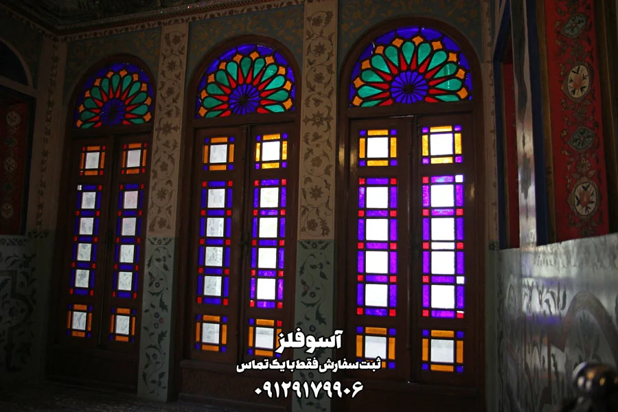 درب سنتی گره چینی پر شده با شیشه رنگی - تصویر 6